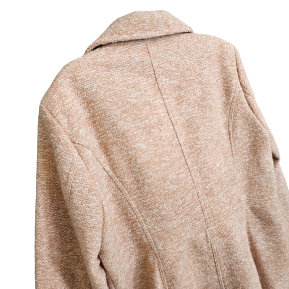 Nwot INC International Concepts Blush/Creme Tweed Zip Front Pea Coat Jacket - Picture 9 of 17